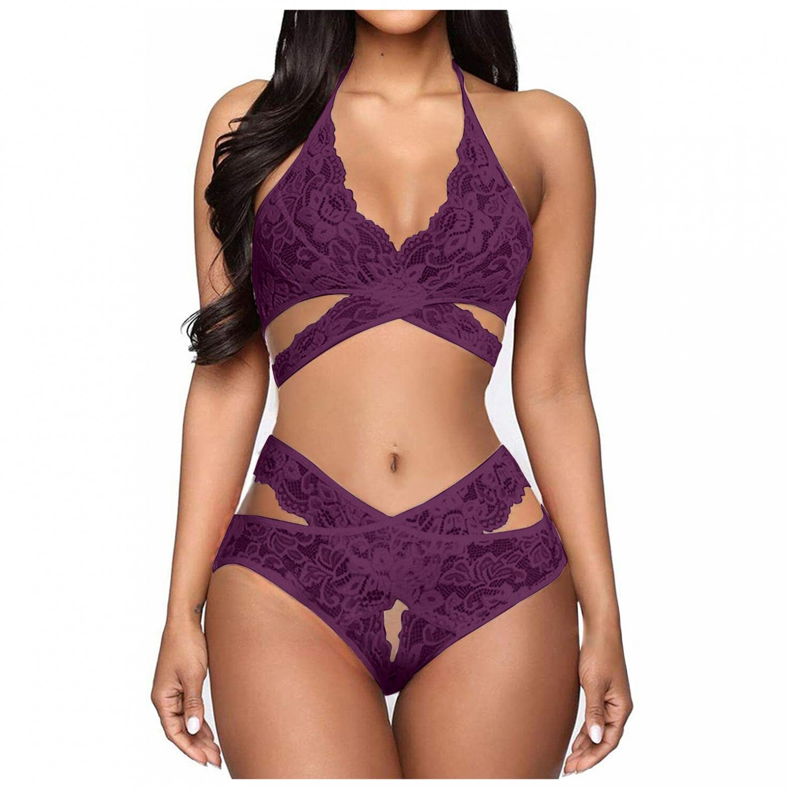 Sexy Lace Lingerie Set for Women - 2 Piece Bralette & Panty Set, Comfortable Sleepwear & Nightgown for Date Night, Honeymoon, or Special Occasions