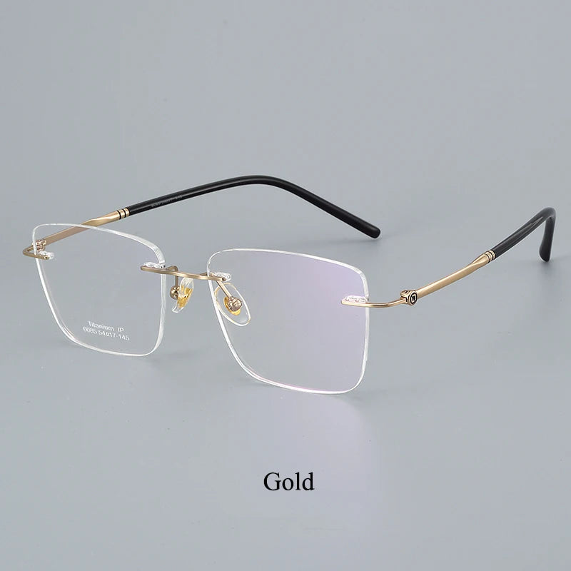 Bclear Unisex Rimless Polygon Square Titanium Eyeglasses Frame 46085 - Lightweight Durable Glasses for Work, Reading & Fashion