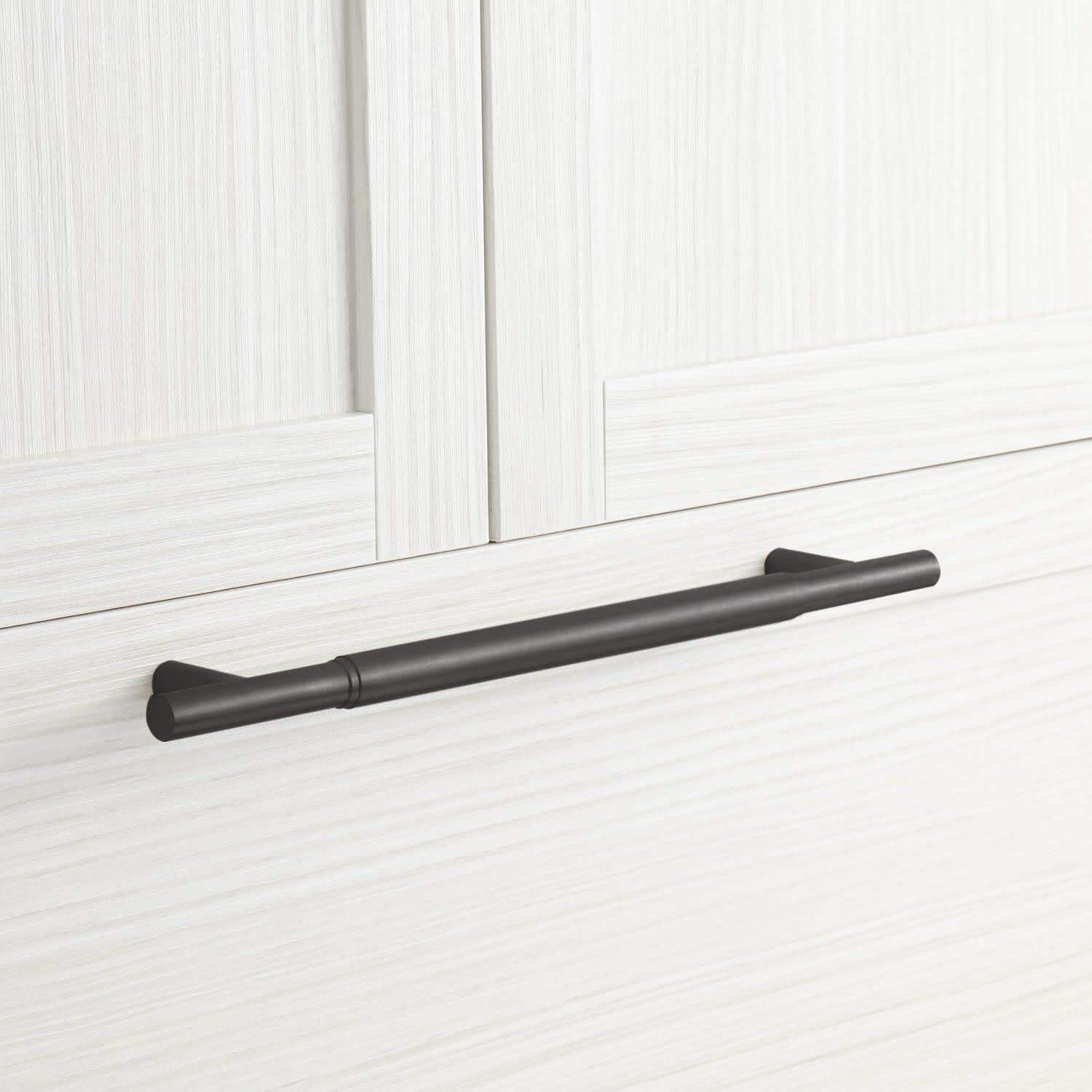 Signature Hardware 479461 Colmar 12 Inch Center to Center Matte Black Cabinet Pull - Modern Bar Cabinet & Appliance Handle for Kitchen, Bathroom & Office Storage