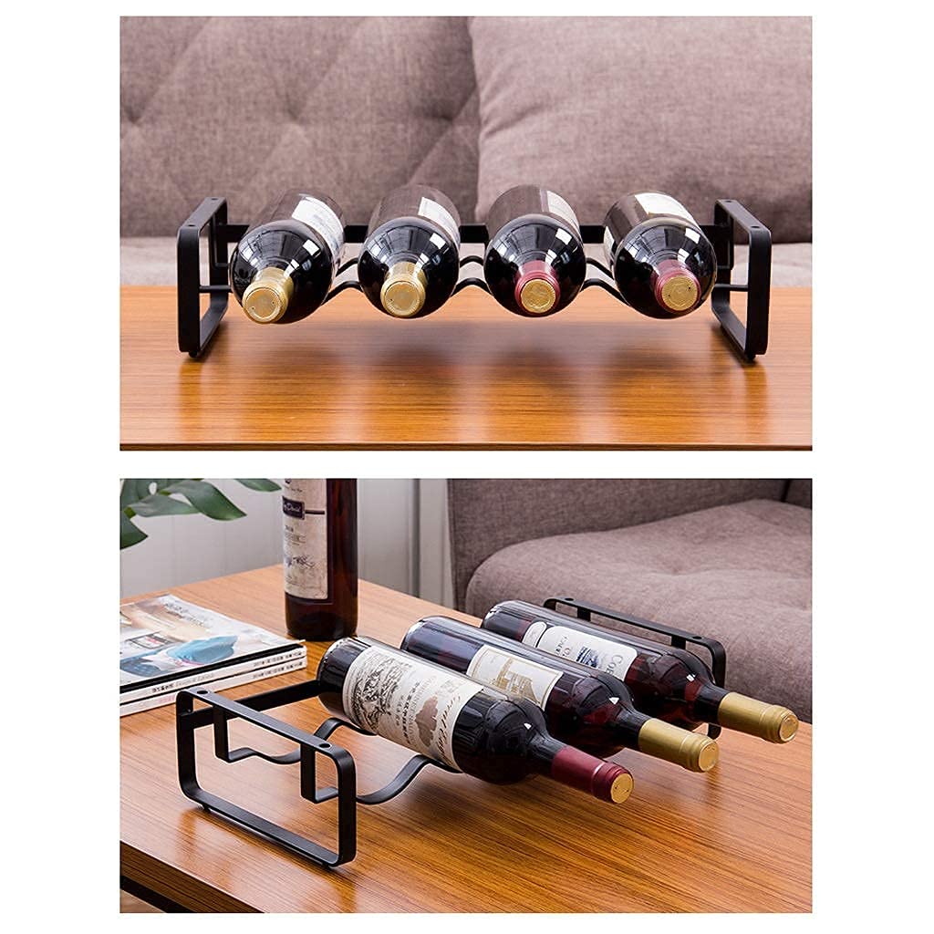Foldable Iron Wine Rack Holder - 4 Bottle Capacity - Space Saving Kitchen & Living Room Decor - Perfect for Home Bar, Dining Room, and Gift Giving