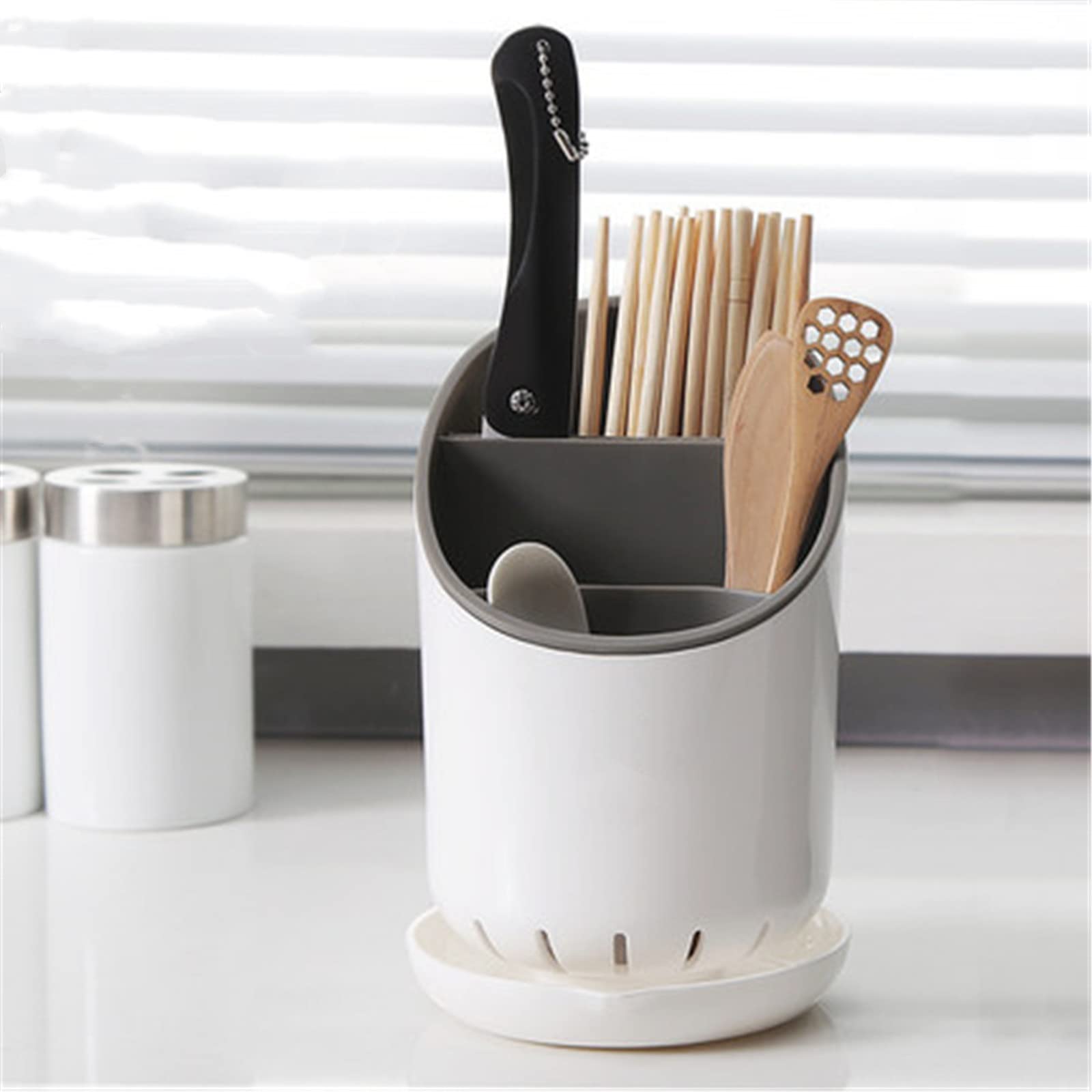 Multifunctional Kitchen Utensil Holder - Chopstick Rack, Spoon Organizer & Tableware Drain Basket - Countertop Storage Box for Spoons, Forks & Kitchen Tools - Perfect for Small Kitchens & Countertop Organization