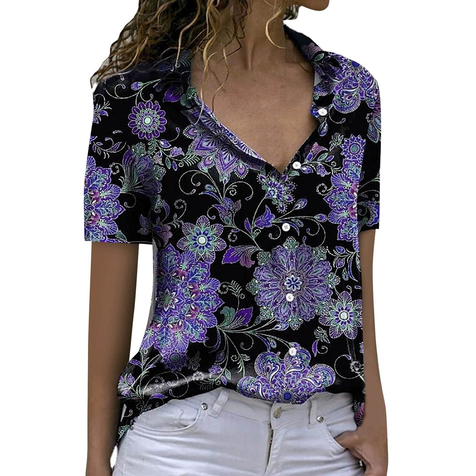Women's Western Floral Shirts - Summer Beach & Vacation Tops for Outdoor