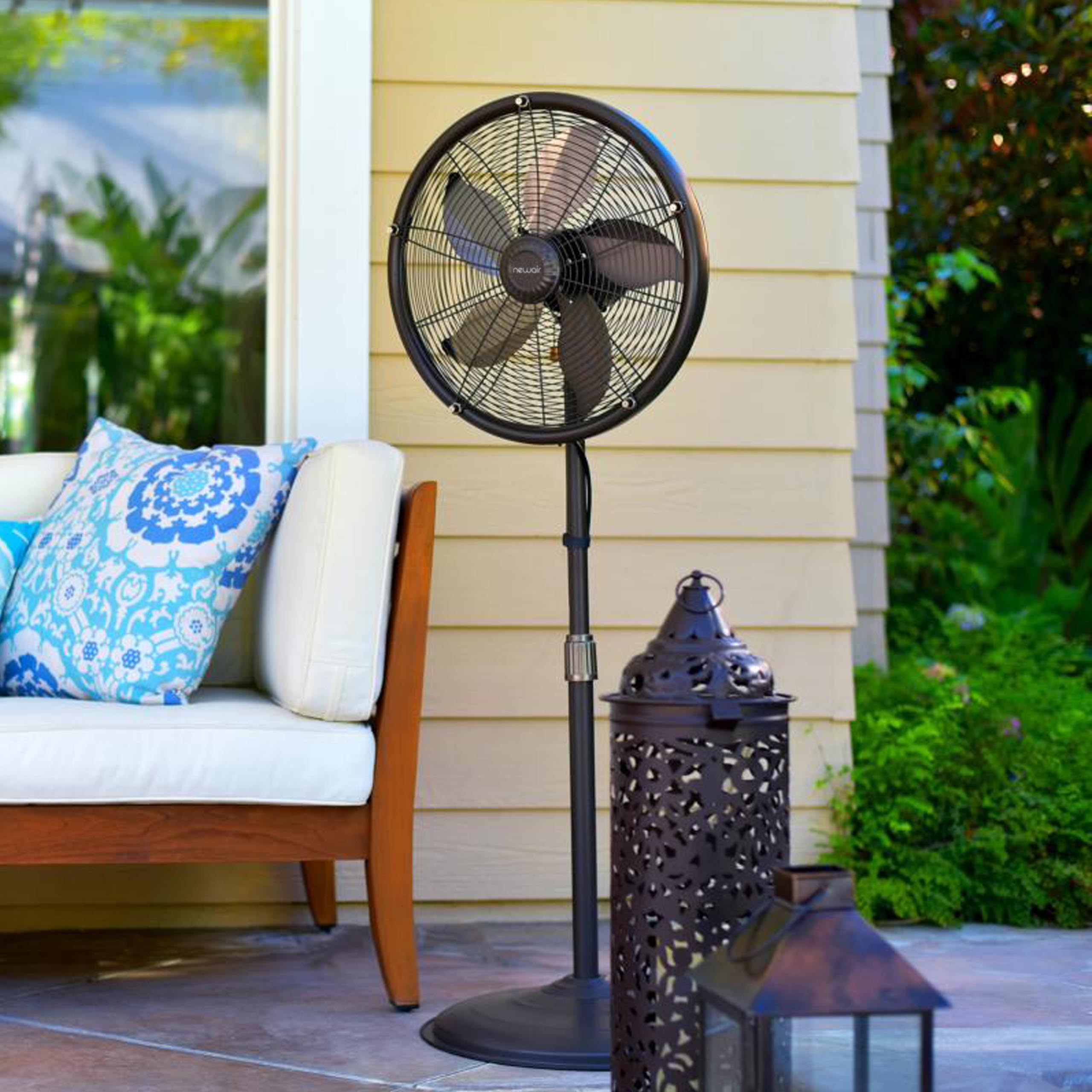 Newair® 2800 CFM High-Power Outdoor Misting Pedestal Fan with Adjustable Height - Perfect for Patio, Poolside, Backyard Cooling and Summer Outdoor Activities