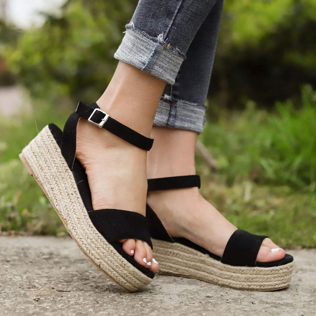 Women's Flat Sandals with Ankle Strap - Comfortable Platform Espadrille Wedge Sandals with Studded Open Toe Design | Perfect for Summer, Beach, Vacation & Casual Outfits