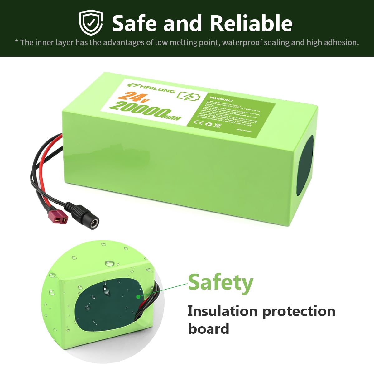 24V 20Ah Lithium Ion Battery for Electric Bike & Scooter - Includes 29.4V 2A Charger, 25A BMS, T-Plug & XT60 Connector - Perfect for Commuting, Leisure Riding & Urban Transportation