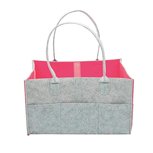 Portable Baby Diaper Caddy Organizer with 3 Inserts - 13x9x3 Nursery & Car Storage Bag - Perfect Baby Shower Gift (Pink) - Ideal for Diaper Changing, Baby Essentials Organization & On-the-Go Parenting