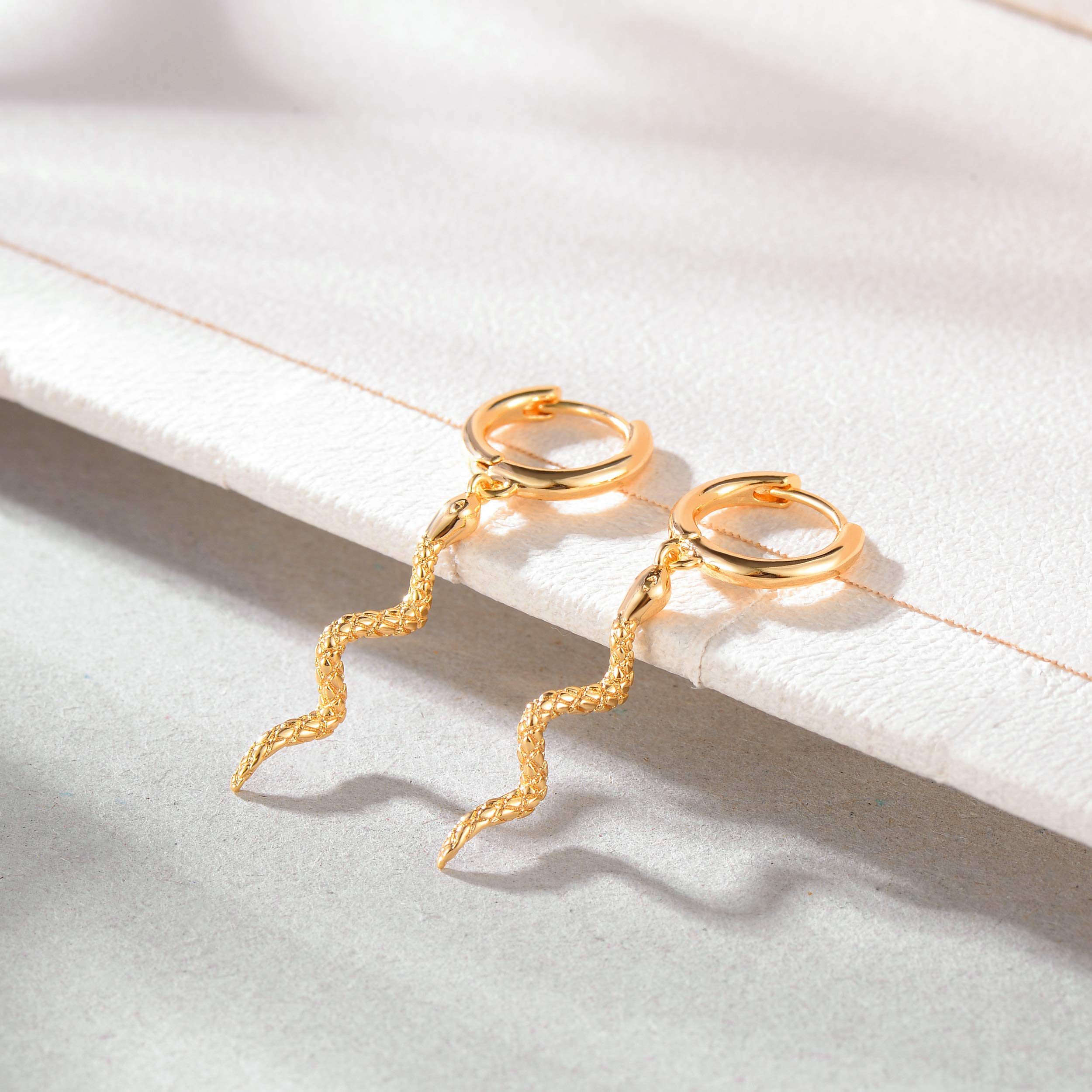 FETTERO 14K Gold Plated Hoop Dangle Earrings - Lightweight Drop Huggie Hoops for Women | Hypoallergenic & Dainty Everyday Jewelry | Perfect for Office, Date Night & Special Occasions