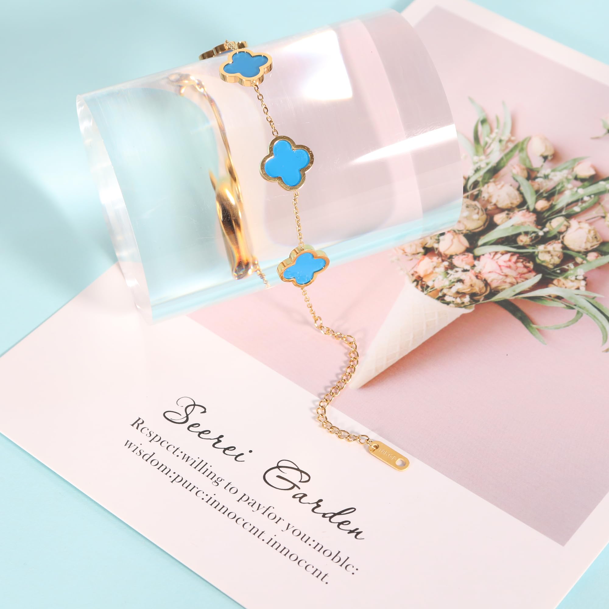 Stylish 18K Gold Plated Four Leaf Clover Adjustable Bracelet for Women - Lucky Charm Jewelry Gift for Mom, Birthday, Anniversary | Perfect for Everyday Wear, Special Occasions & Gift Giving