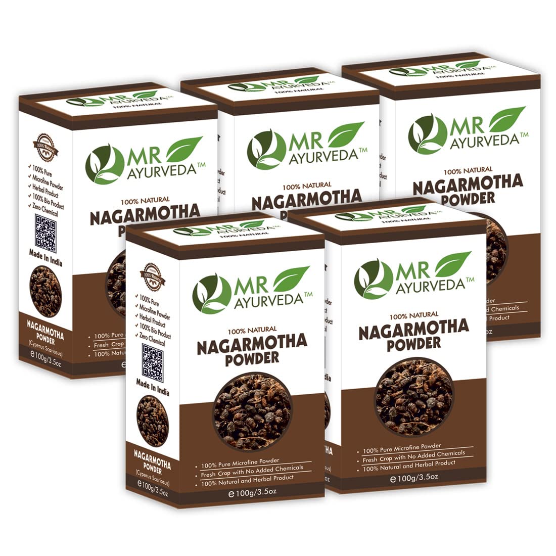 Organic Nagarmotha Root Powder for Hair Growth & Skin Care - 100% Pure Ayurvedic Herb, Set of 5 (500g) | Natural Remedy for Dandruff, Acne & Detox | DIY Hair Masks & Facial Scrubs