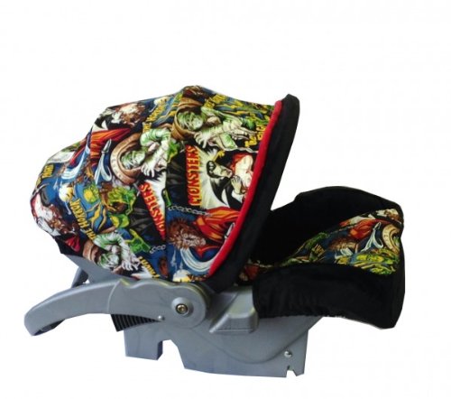 Baby Car Seat Cover - Soft & Breathable Infant Car Seat Protector for Boys & Girls | Family Monsters Design | Perfect for Travel, Daily Commutes & Outdoor Adventures