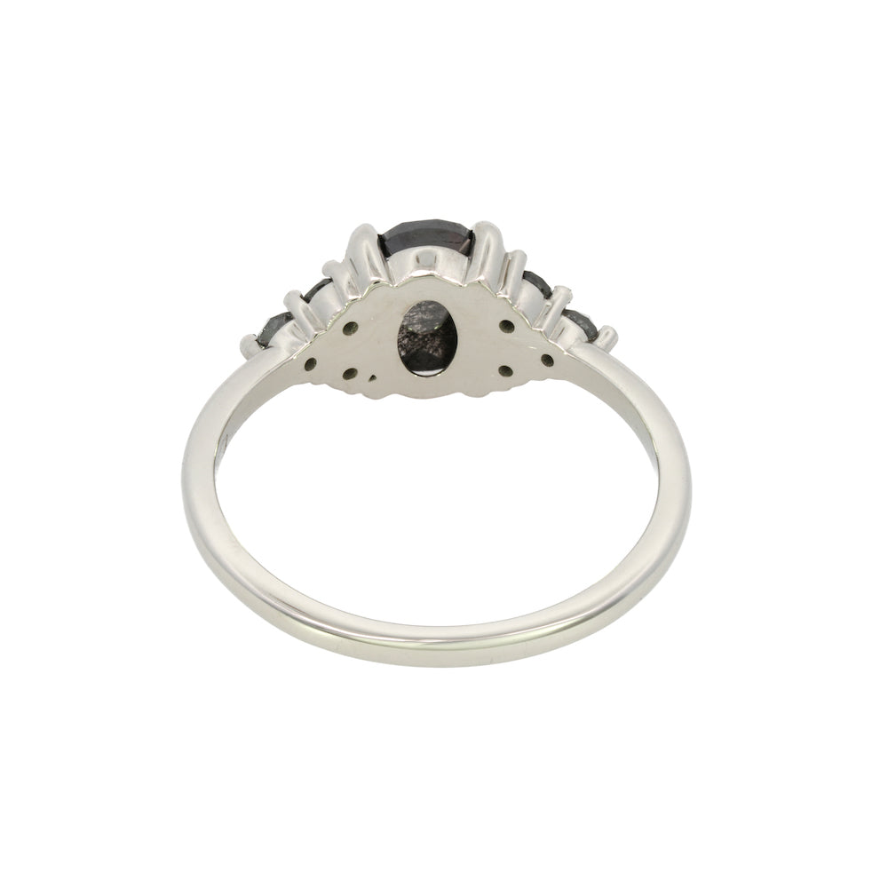 Cleo Oval Salt & Pepper Diamond Ring - Unique Handmade Engagement Wedding Band for Women - Perfect for Everyday Wear & Special Occasions