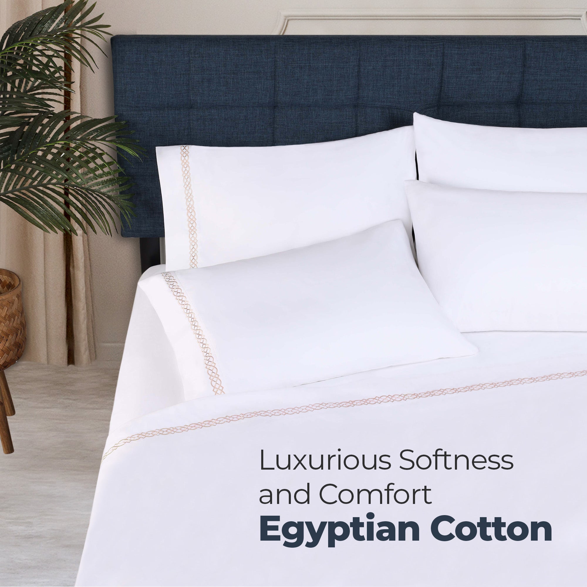 Luxury 1000 Thread Count Egyptian Cotton Bed Sheet Set - Queen Size, Soft & Breathable for Ultimate Comfort - Perfect for Master Bedroom, Guest Room & Hotel Use