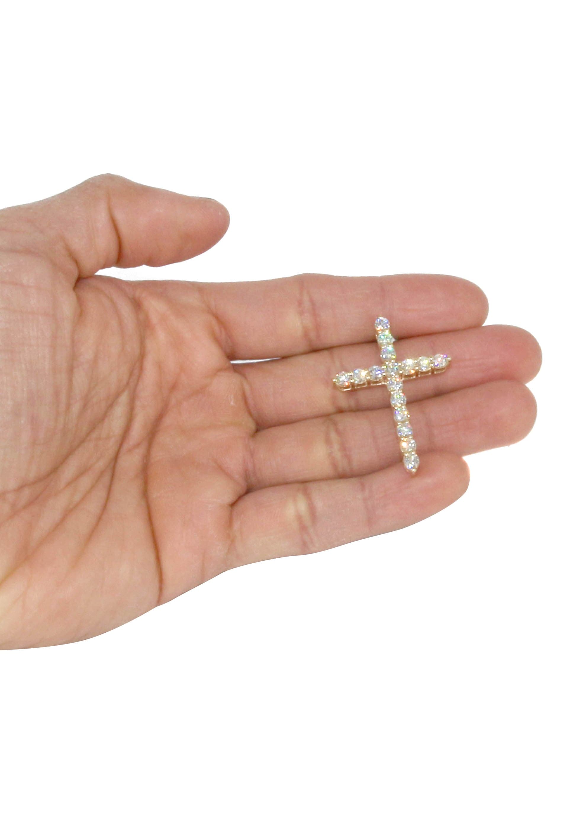 14K Yellow Gold Diamond Cross Pendant Necklace - 3.1 Carat Genuine Diamond Jewelry for Women - Perfect for Gifts, Weddings & Religious Occasions