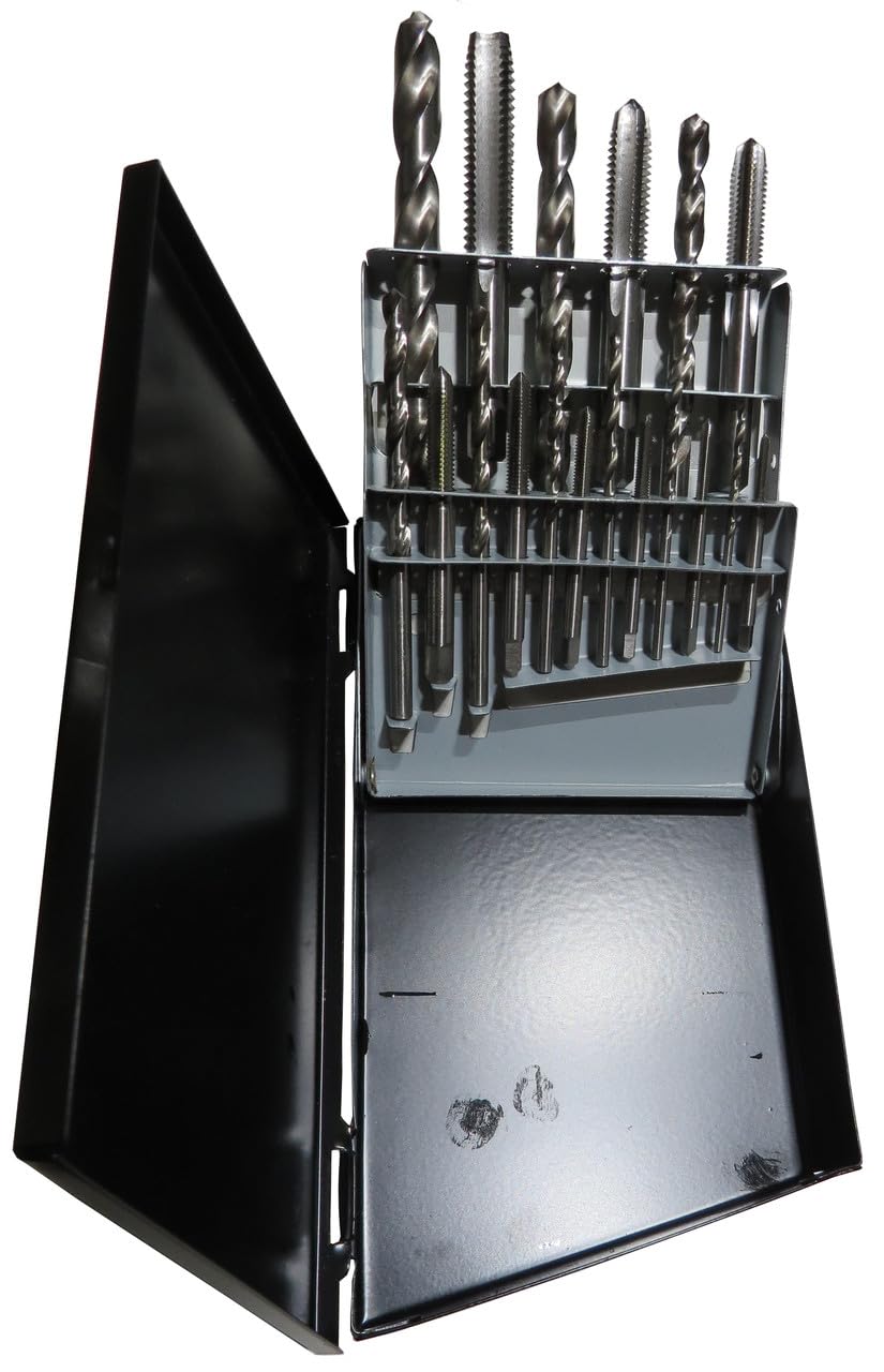 Drill America DWDTD4099 18-Piece High-Speed Steel Metric Tap & Drill Bit Set in Durable Metal Case - Perfect for Metalworking, Woodworking & DIY Home Projects