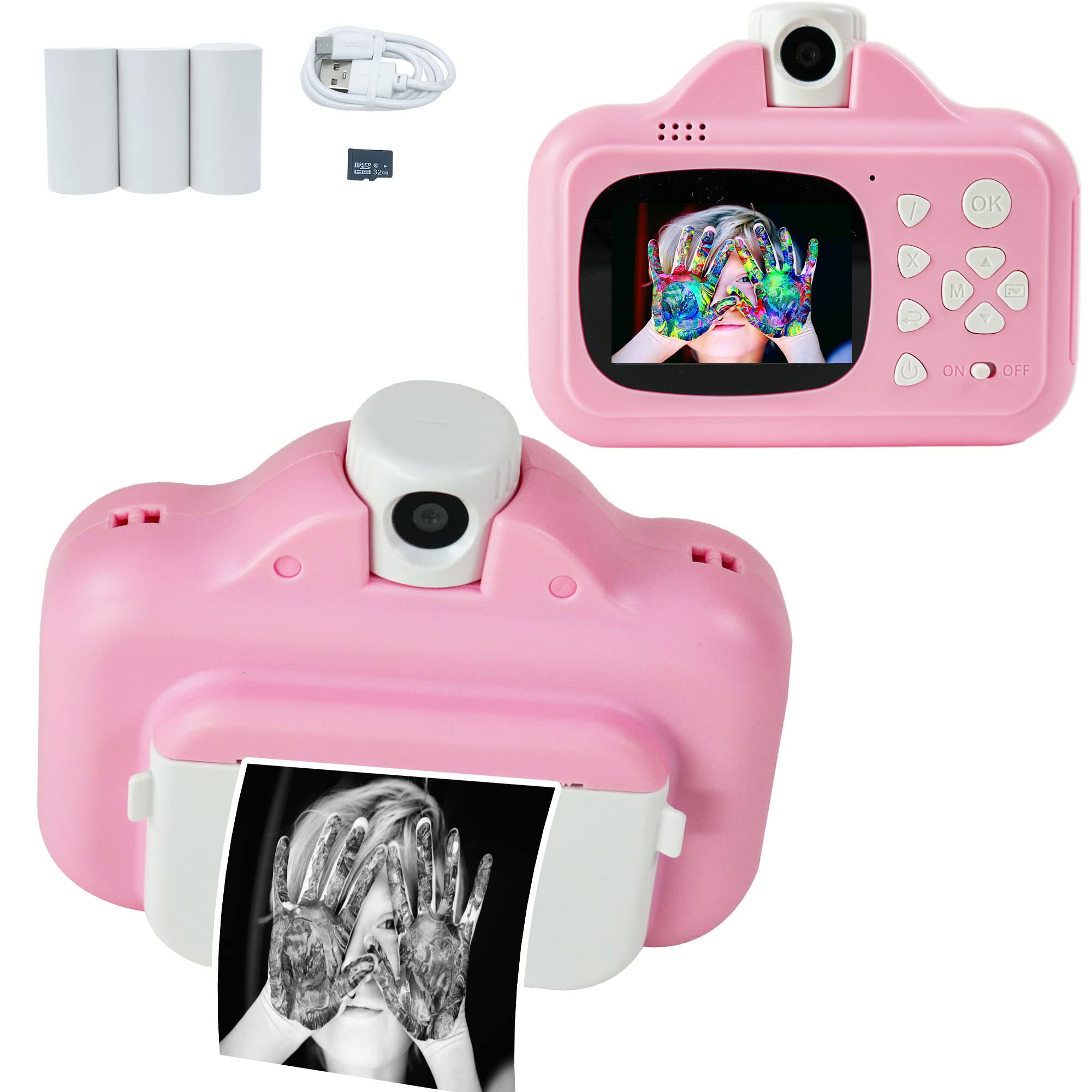 Kids Instant Print Camera - Rechargeable Dual Lens for 3-12 Year Olds | Birthday Gifts & Travel Fun