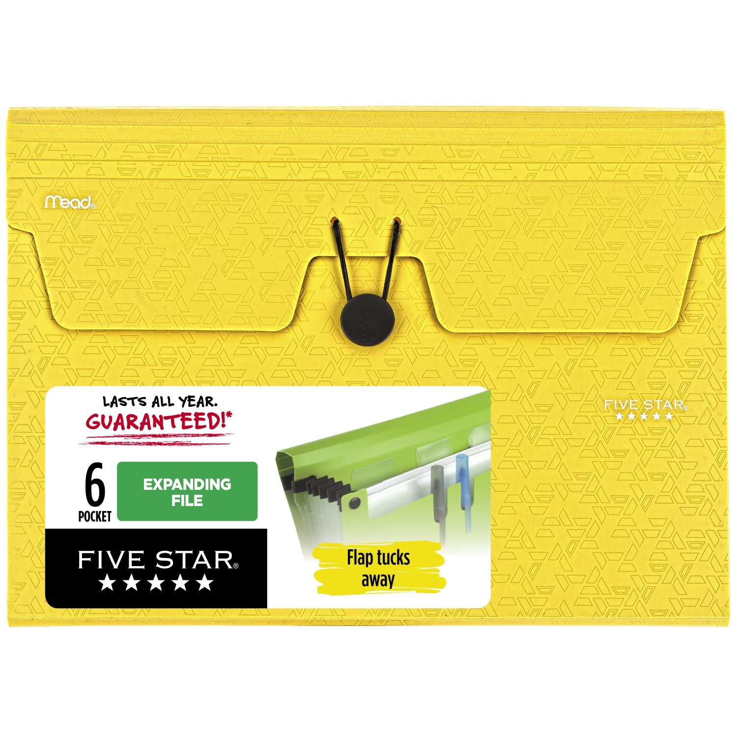 5 Star 6 Pocket Expanding File Organizer - Plastic Expandable File Folder with Tabs, Holds Letter Size 8.5