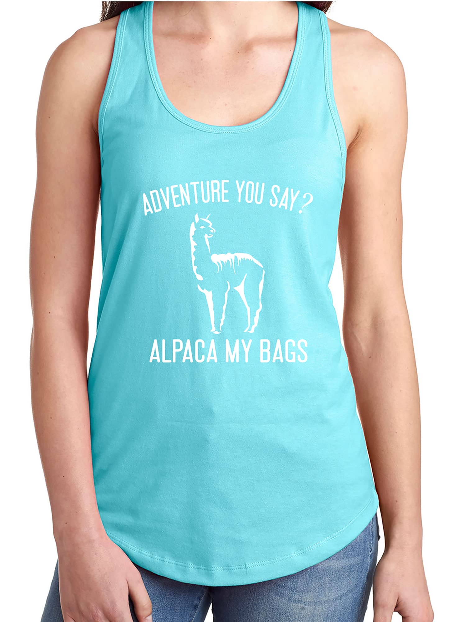 Zerogravitee Adventure Racerback Tank Top - Lightweight Alpaca Design Workout & Travel Shirt for Hiking, Yoga, and Outdoor Activities