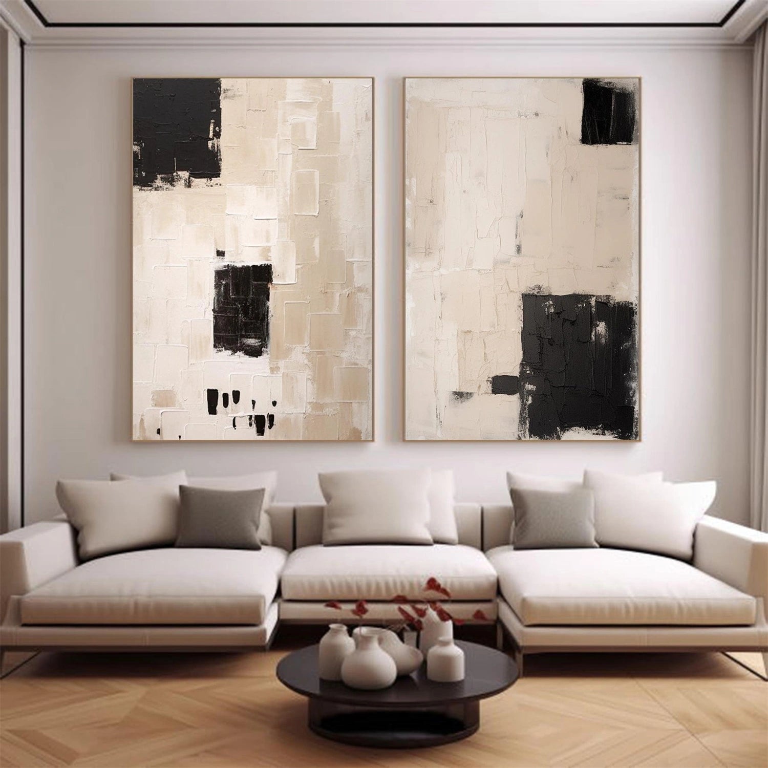 Abstract Tranquility Wall Art Set of 2 - Modern Minimalist Canvas Prints for Living Room, Bedroom & Office Decor - Perfect for Home & Office Wall Decorations