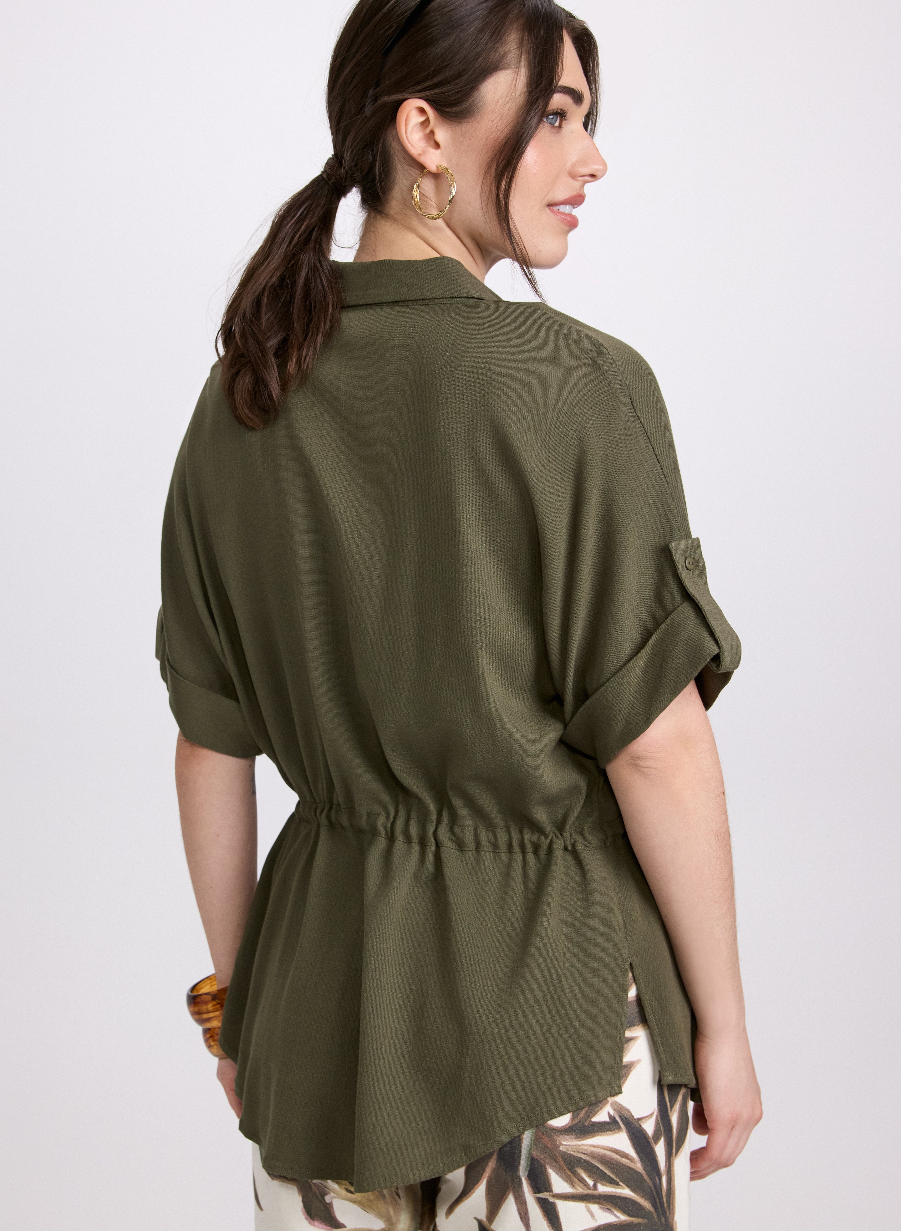 Women's Stylish Drawstring Waist Blouse - Flattering Tunic Top for Casual Wear & Office Outfits | Perfect for Work, Dates & Everyday Fashion