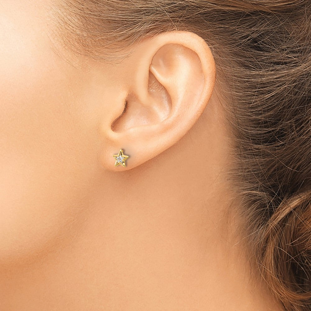 14K Gold Plated CZ Star Stud Earrings for Women - Sparkling Cubic Zirconia Post Earrings - Perfect for Parties, Weddings & Everyday Wear - Model YE2068