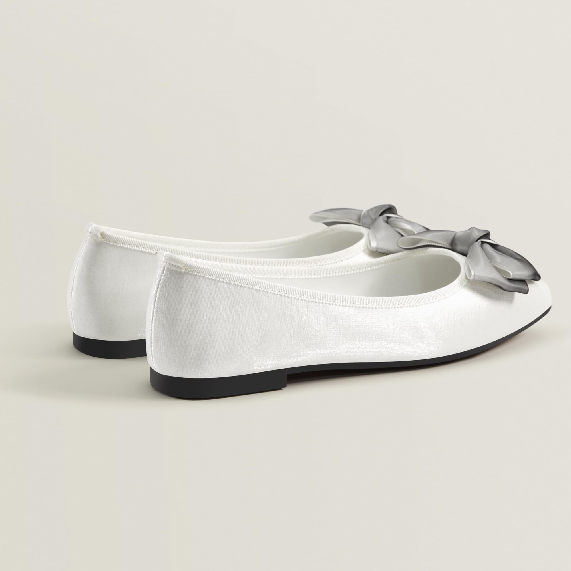 Women's Elegant Square Toe Ballet Flats - Satin Mary Jane Shoes with Bowknot for Work, Wedding & Party Occasions