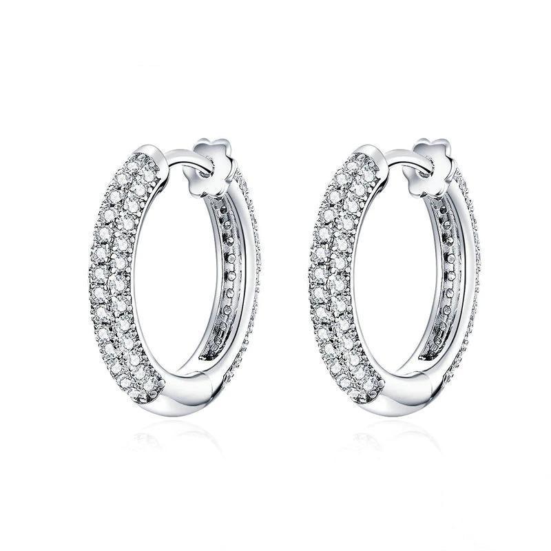 Sparkling Crystal Studded Silver Hoop Earrings for Women - Elegant Dangle Drop Earrings for Party, Wedding & Everyday Wear