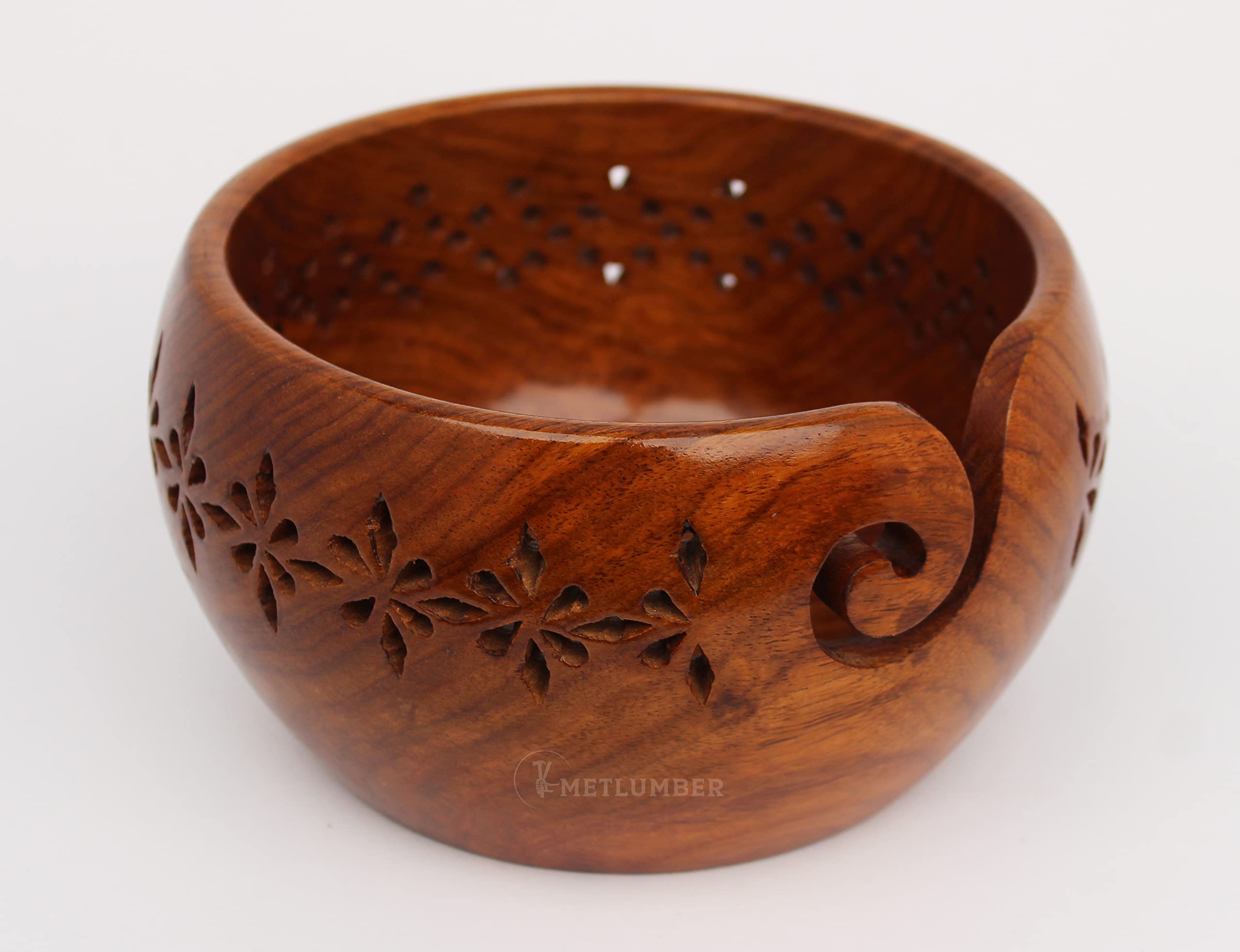 Handcrafted Rosewood Yarn Bowl for Knitting & Crocheting - Premium Wooden Yarn Storage Holder with Smooth Edges for Smooth Yarn Feeding - Perfect for Knitting, Crochet, Weaving & Craft Projects at Home or On-The-Go