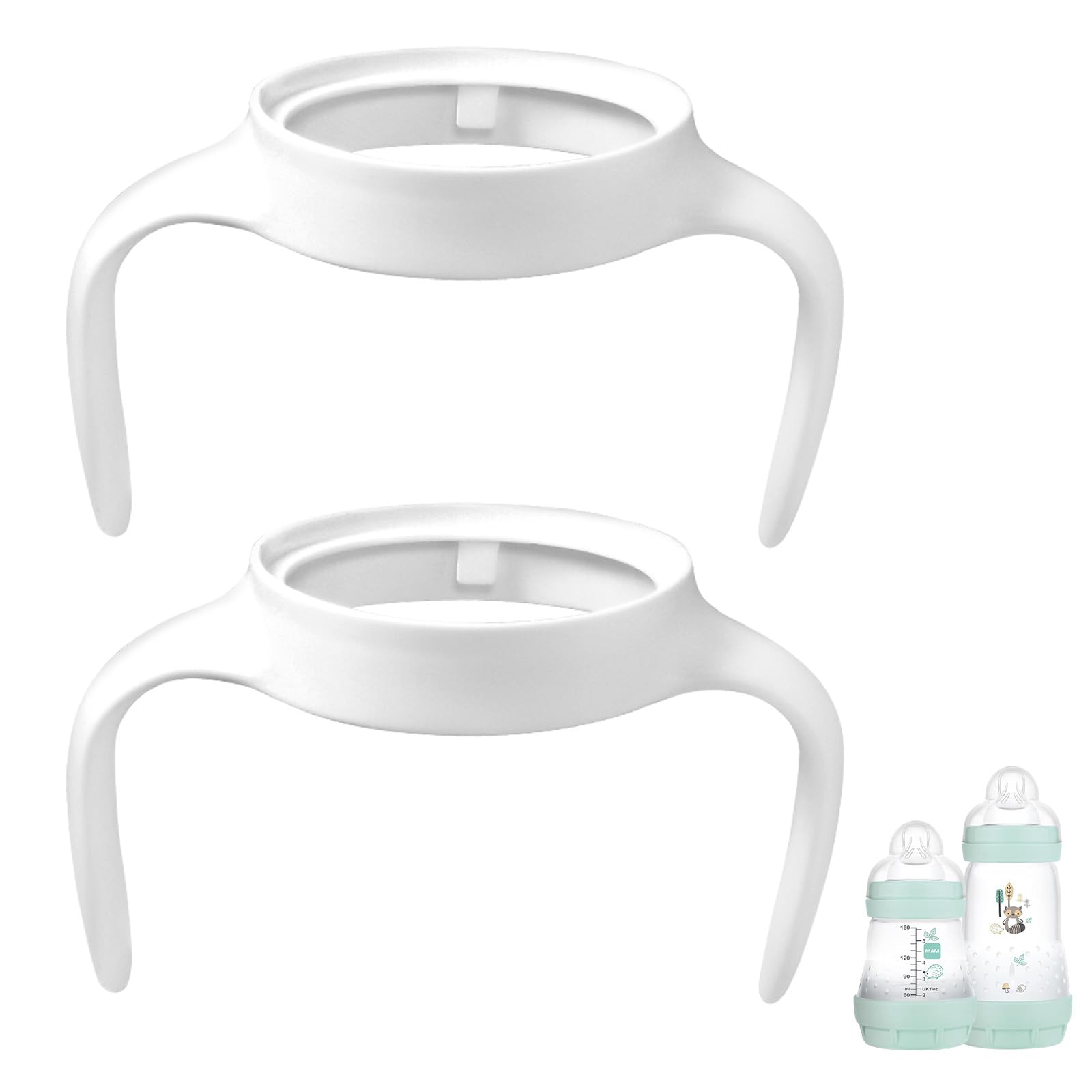 MAM Baby Bottle Handles - 2 Pack, Compatible with MAM Bottles for Newborns & Infants - Ergonomic Baby Bottle Accessories for Easy Feeding - Perfect for Travel, Daycare & Home Use