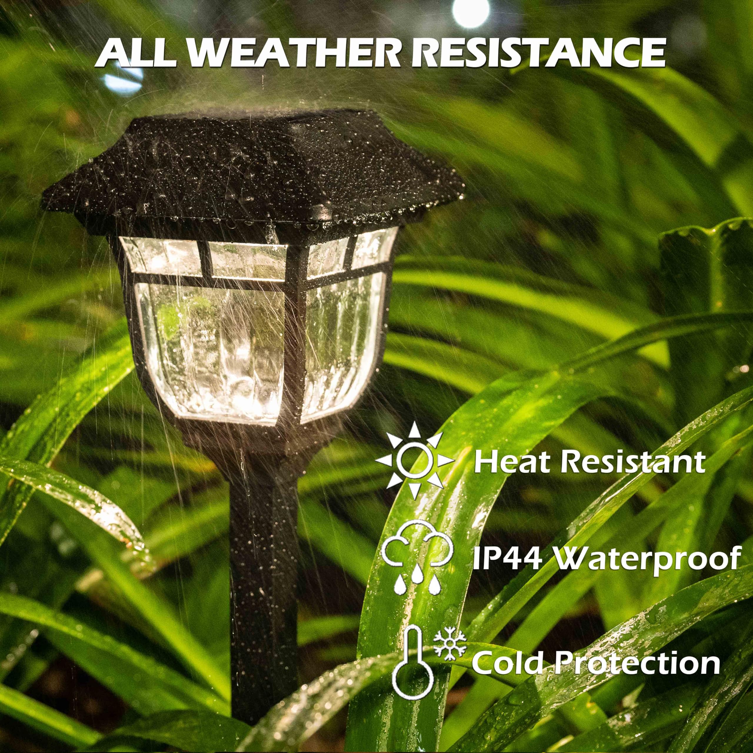 LeiDrail Solar Pathway Lights Outdoor - Waterproof Glass & Metal Solar Garden Lights with 2 Brightness Modes | Solar Powered Landscape Lighting for Patio, Yard, Driveway, Walkway | Perfect for Evening Ambiance & Safety Lighting