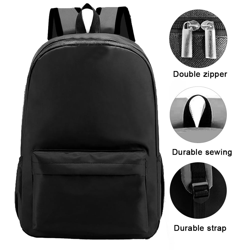 Stylish Waterproof Backpack for Women & Men - Lightweight Laptop Backpack for College, High School, Travel & Daily Use - Durable Unisex Bookbag for Work, Commuting & Outdoor Activities - Black