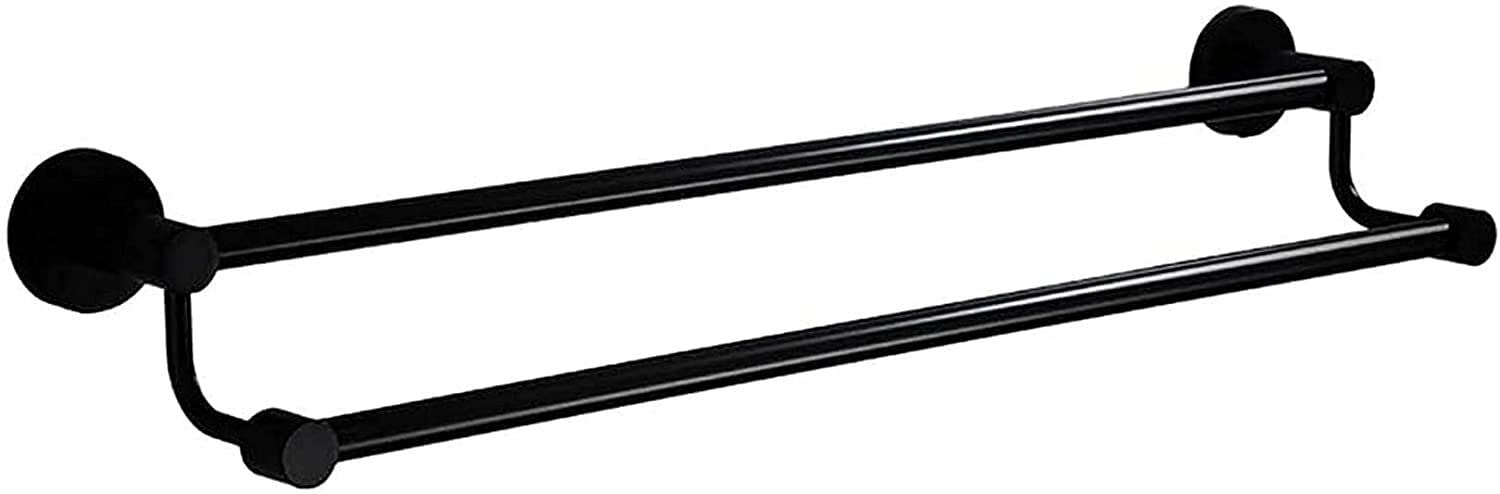 GEIRONV Stainless Steel Towel Rail - Black Wall Mounted Towel Rack for Bathroom, Kitchen & Office - 40CM Double Towel Bar Holder - Durable & Rustproof (Perfect for Small Spaces & Modern Decor)