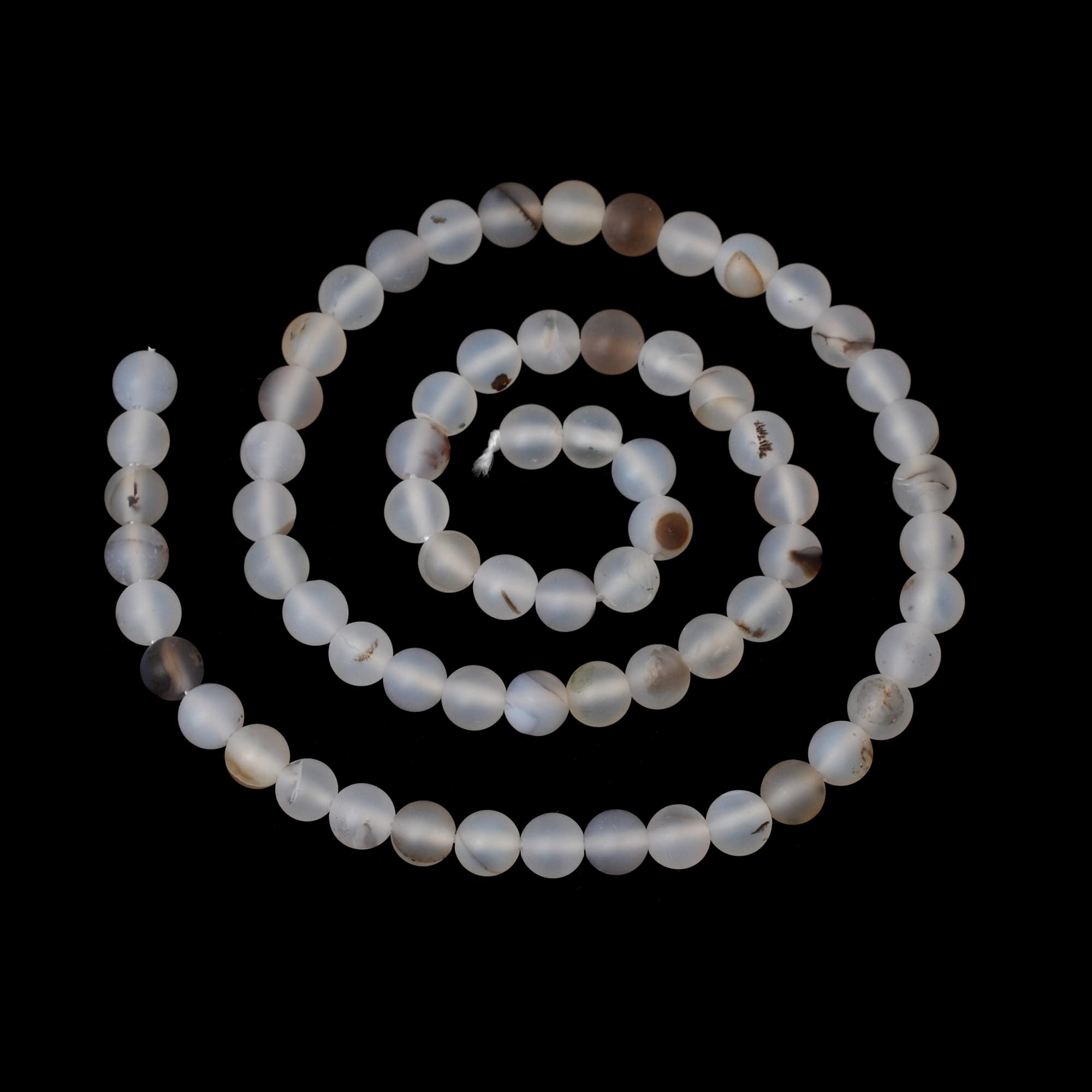 60PCS 6mm Natural Frosted Moss Grass Agate Gemstone Round Loose Beads for Jewelry Making DIY Bracelet Necklace - 1 Strand 15