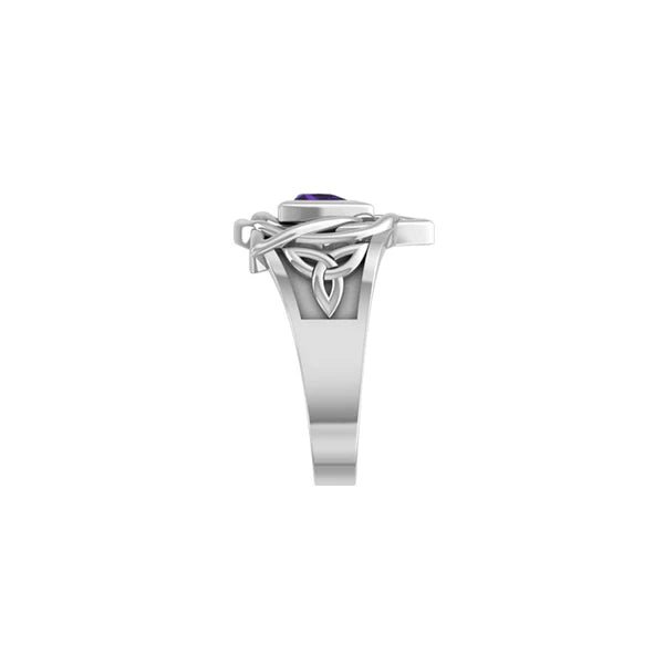 Celtic Triquetra AA Recovery Symbol Sterling Silver Ring with Gemstone - Spiritual Jewelry for Sobriety & Healing - Perfect for 12-Step Programs, Gifts & Meditation