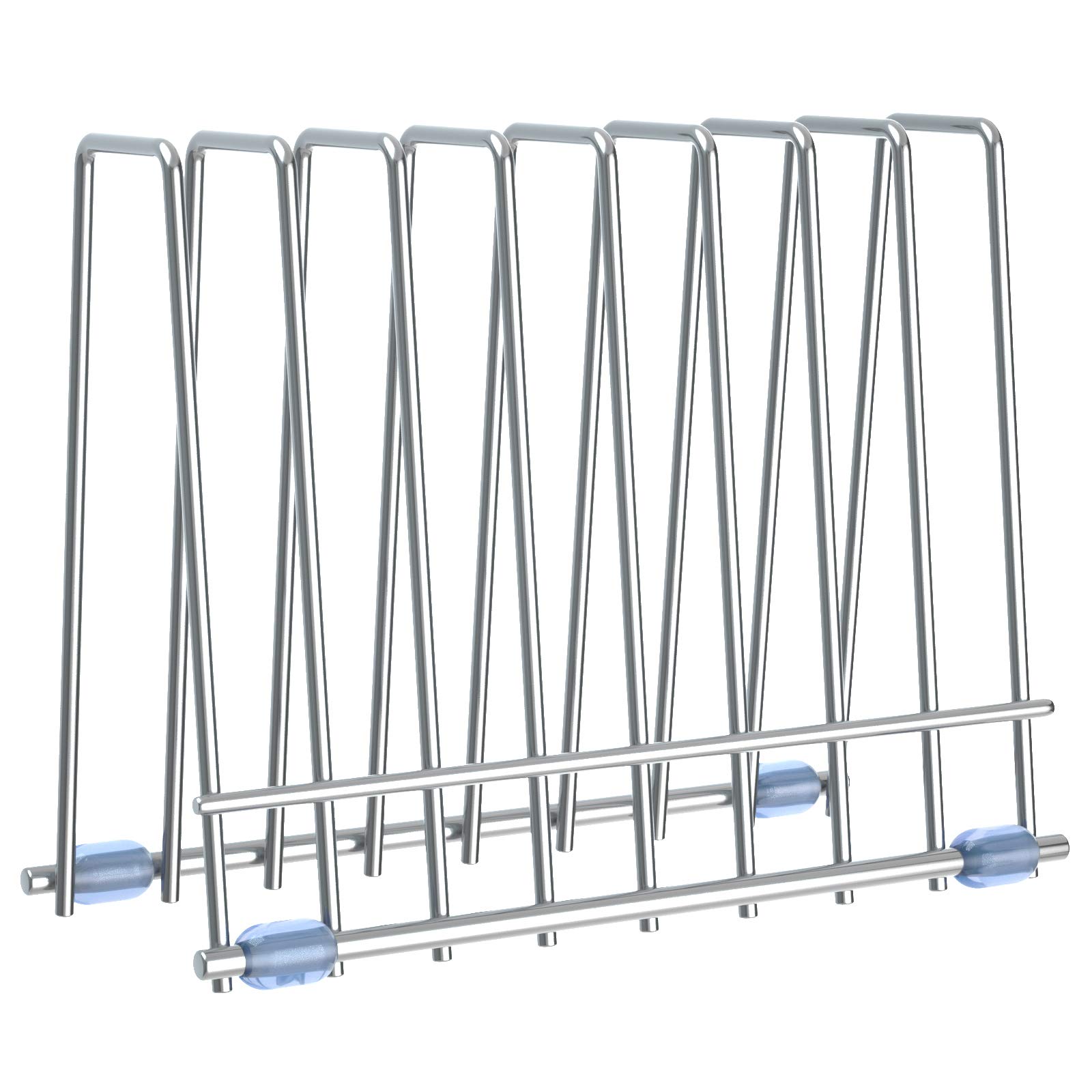2 Pack Stainless Steel Reusable Storage Bag Rack & Drying Stand - Space Saving File Organizer for Kitchen, Office, Bathroom | Desktop Storage Shelf for Books, Documents & Bags (Silver)