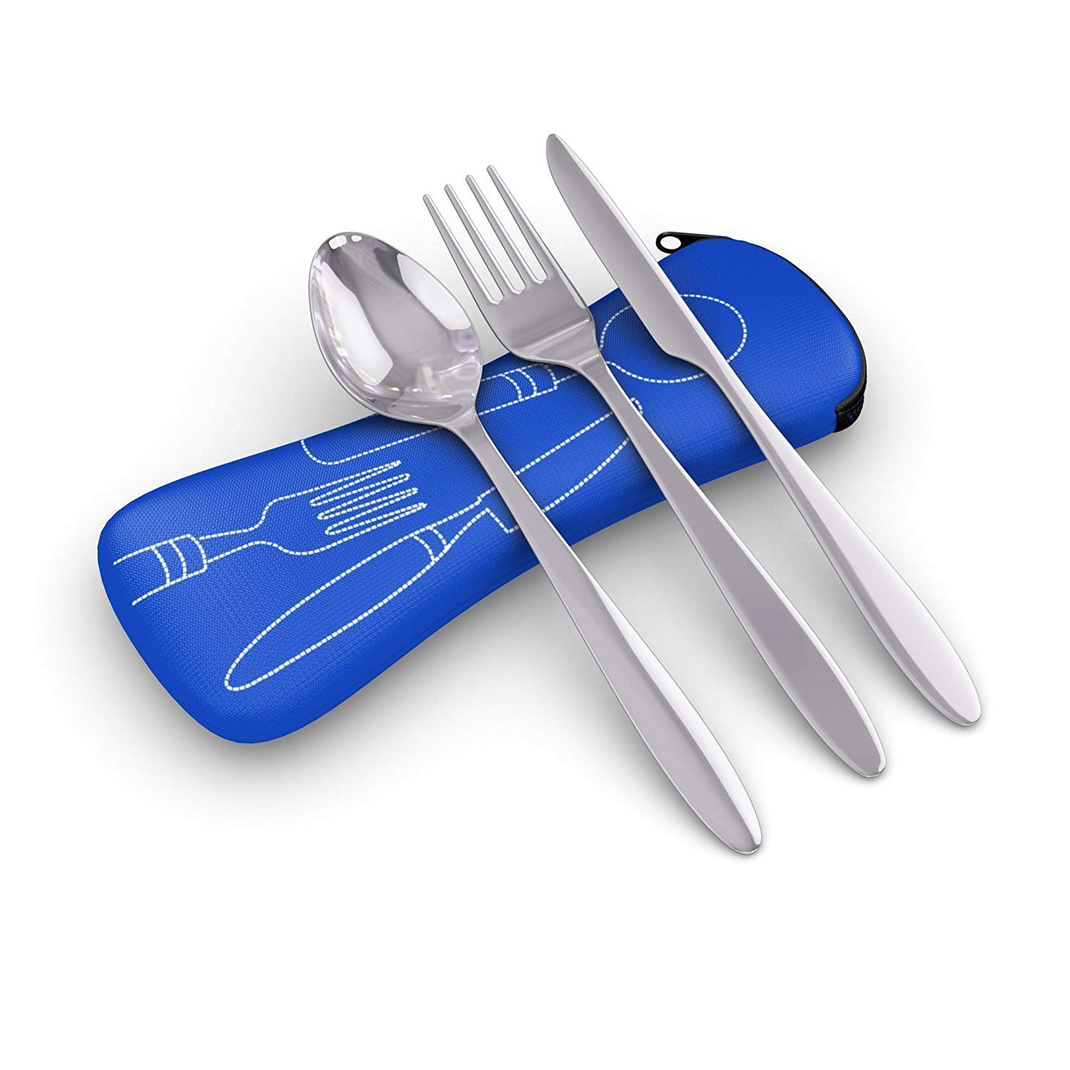 Eco-Friendly Reusable Travel Utensil Set with Carrying Case - Stainless Steel Fork, Spoon, Knife & Optional Straws | Portable Cutlery for Camping, Office Lunch, Picnics & Outdoor Adventures | BPA-Free, Lightweight & Durable Dining Essentials