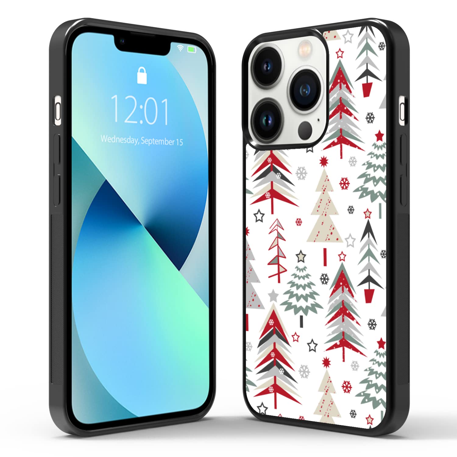 Festive Christmas Tree iPhone 13 Pro Case - Shockproof Protective Cover with Snow Design for Women, Men & Kids | Holiday Gift Idea for Family & Friends | Perfect for Christmas Parties & Winter Celebrations (6.1 Inch, Black)