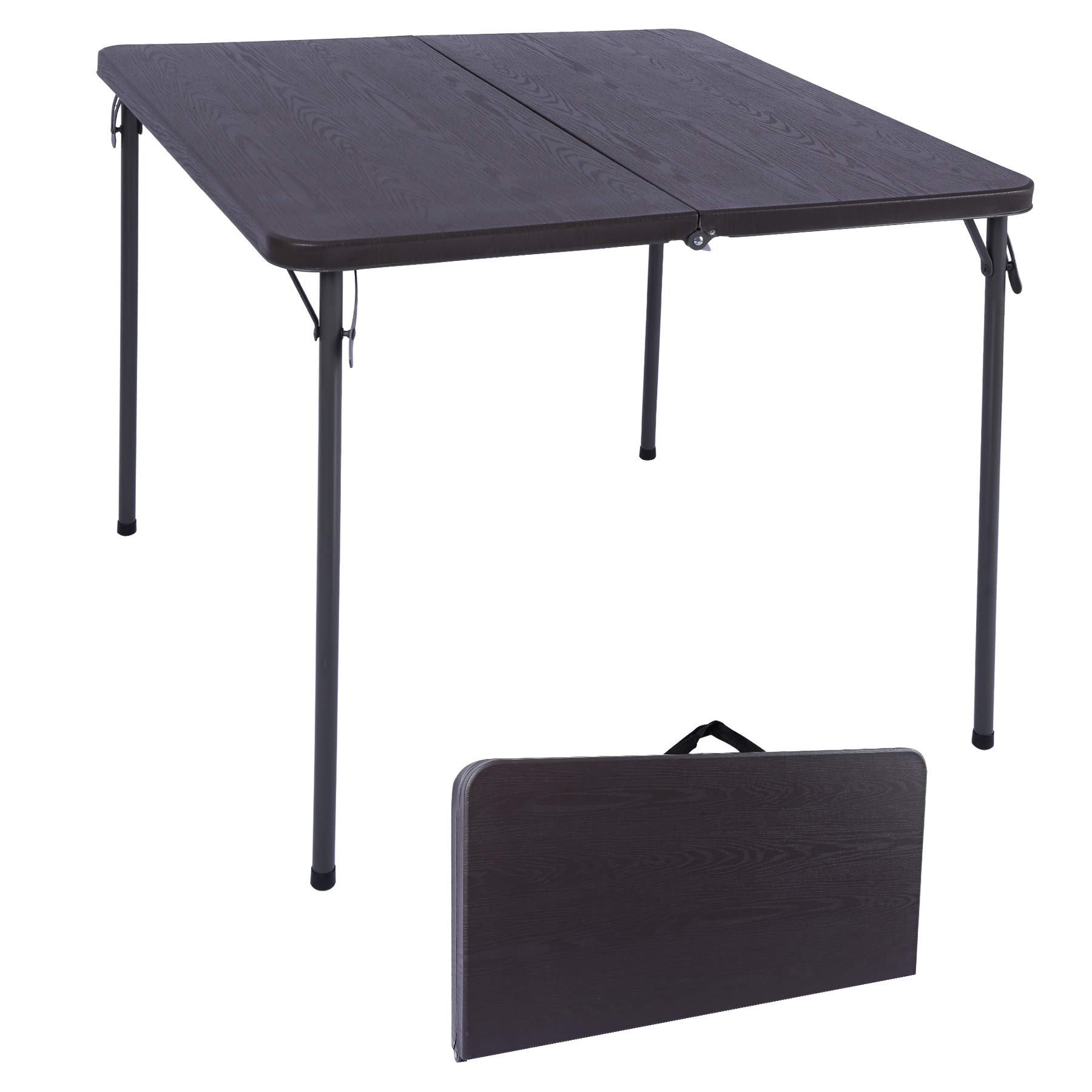 **Folding Square Card Table with Waterproof Plastic Top - 34x34 Inch Lightweight Portable Small Folding Table for Adults - Indoor & Outdoor Use - Perfect for Parties, Camping, Picnics & Game Nights - Black**