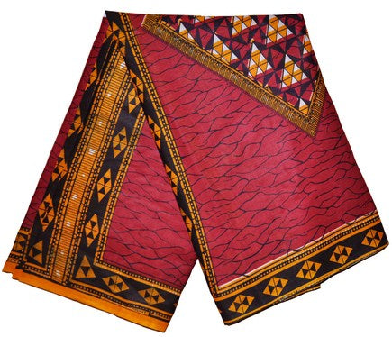 Burgundy Red African Print Fabric DPAP194 - Authentic Wax Print Cotton for Dresses, Skirts & Home Decor | Perfect for African Fashion, DIY Projects & Cultural Events