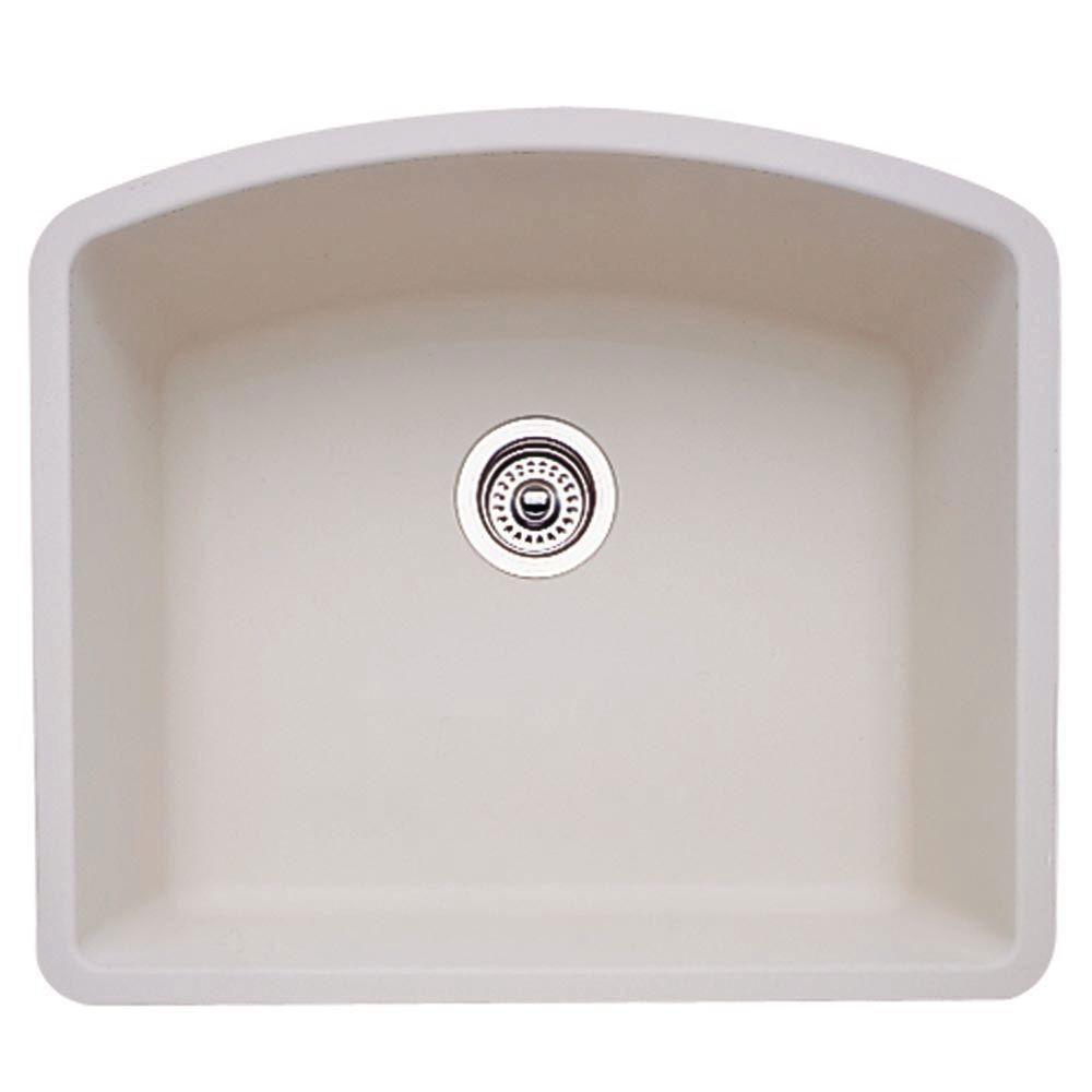 Blanco Diamond Undermount 24-Inch Single Bowl Granite Kitchen Sink in Biscuit Color (Model 715713) - Perfect for Modern Kitchens & Food Prep Areas