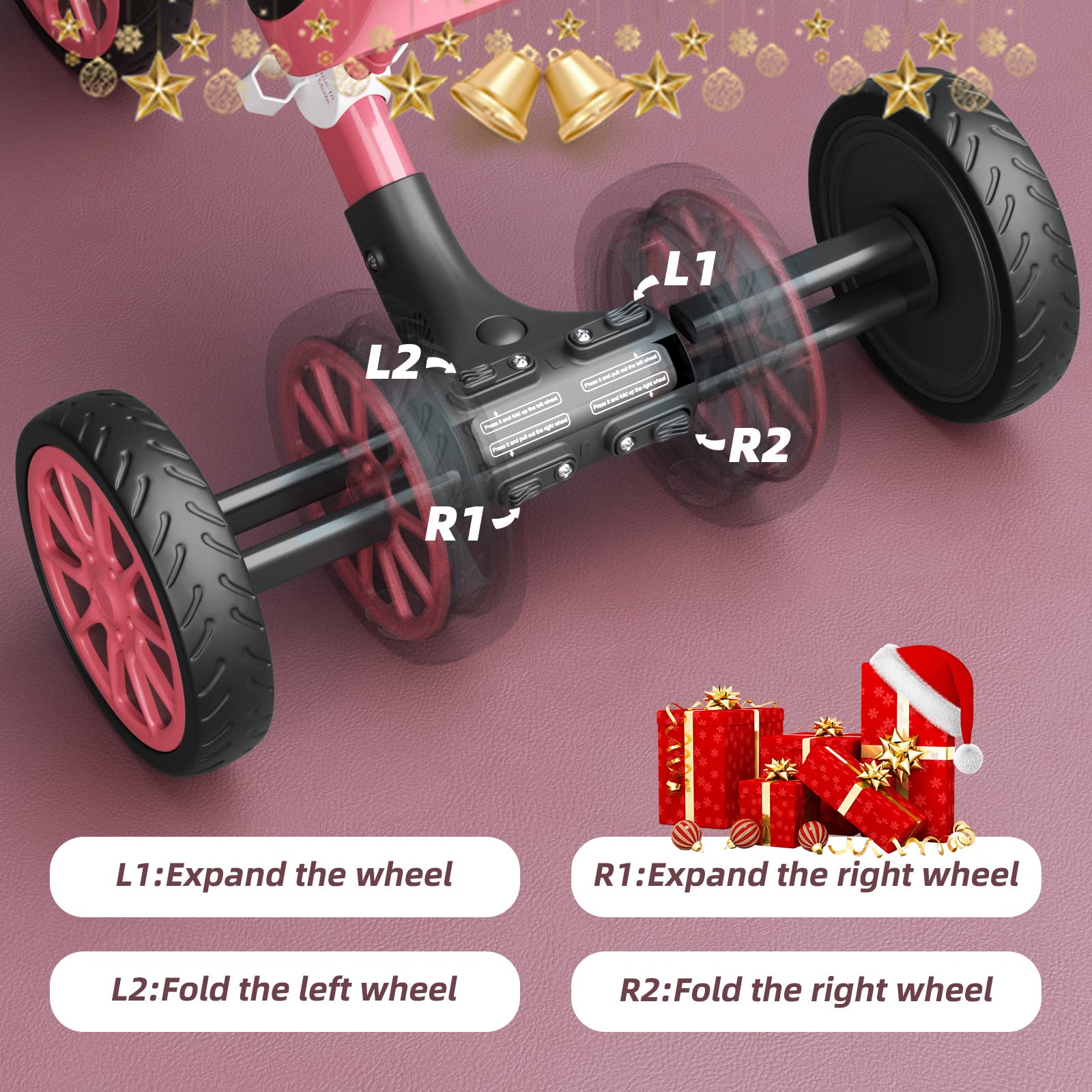 XJD 3-in-1 Convertible Kids Tricycle for Toddlers 24 Months to 4 Years Old - Adjustable Seat, Removable Pedals & 3 Wheel Design - Pink Baby Balance Bike for Boys & Girls - Perfect for Outdoor Play, Learning to Ride & Park Adventures