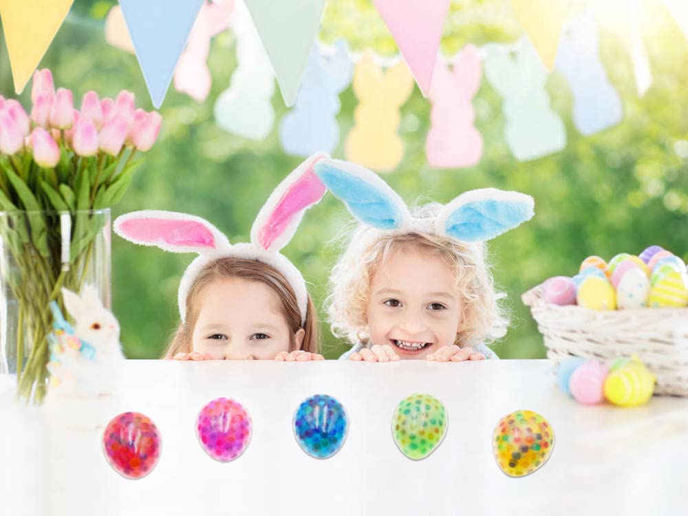 5 Pack Easter Eggs Stress Balls - Squishy Squeeze Toys for Kids & Adults - Easter Egg Hunt, Basket Stuffers, Party Favors & Gifts - Perfect for Stress Relief, Classroom Rewards & Sensory Play