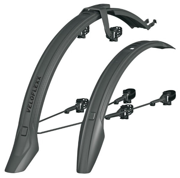 VeloFlexx 55 Bike Fender Set - Compatible with 700C/650B/26 Inch Wheels & Max 52mm Tire Width - Perfect for Road Bikes, Hybrid Bikes & Commuting in Wet Weather