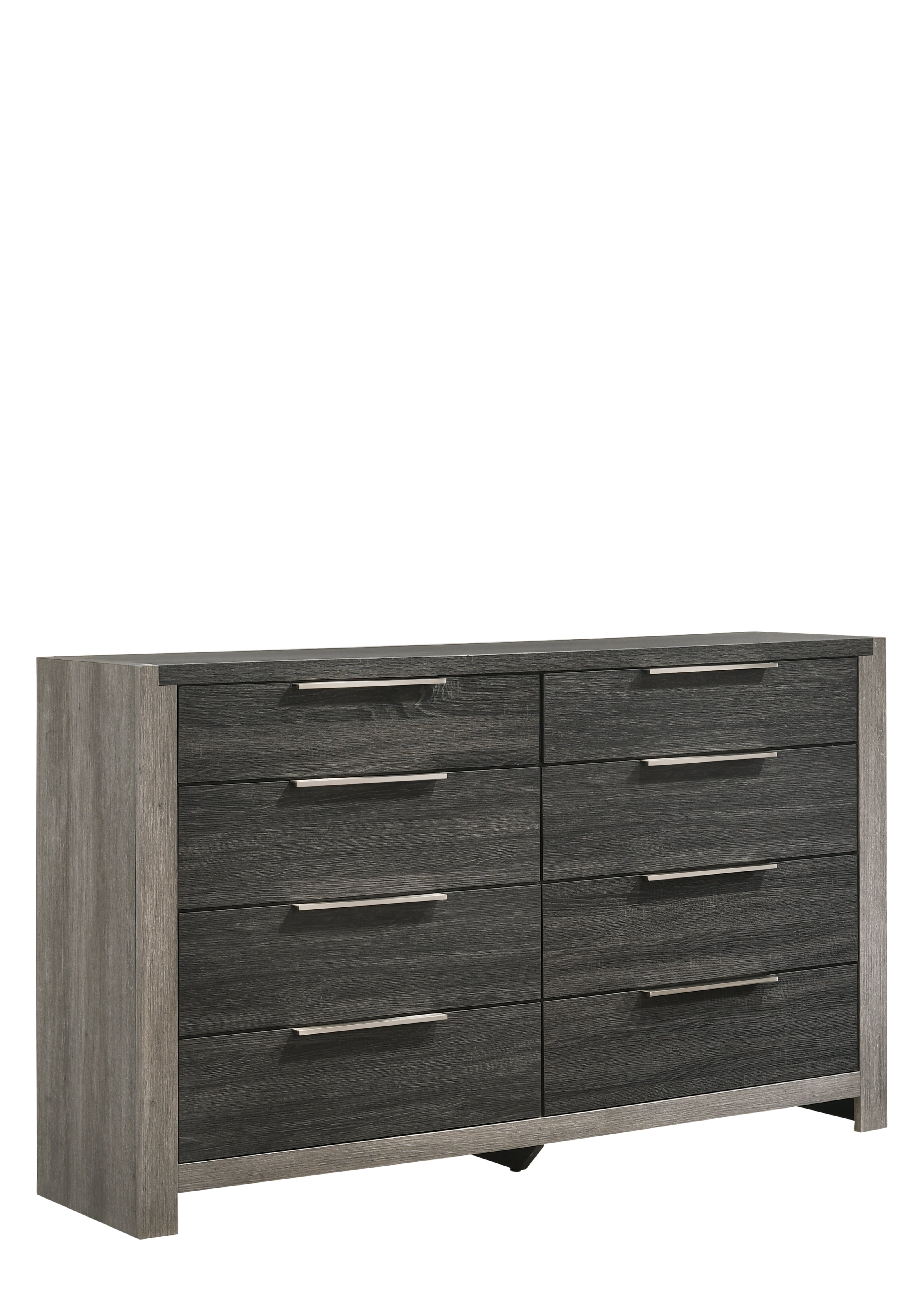 Andra 8-Drawer Dresser - Modern Grey & Black Wooden Chest for Bedroom Storage | Perfect for Organizing Clothes, Linens, and Accessories in Home, Dorm, or Apartment