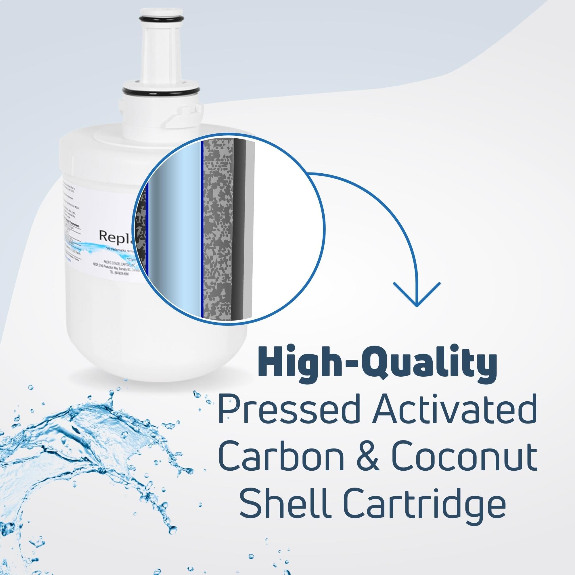 3-Pack Samsung DA29-0003B Refrigerator Water Filter Replacement - Compatible with Samsung Fridge Water Filter Cartridge | Clean & Safe Drinking Water for Home & Office