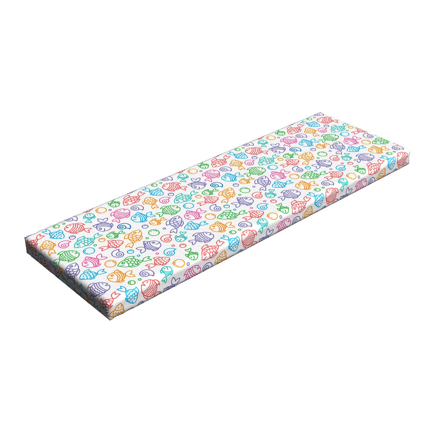 Ambesonne Colorful Doodle Fish Bench Cushion - 45