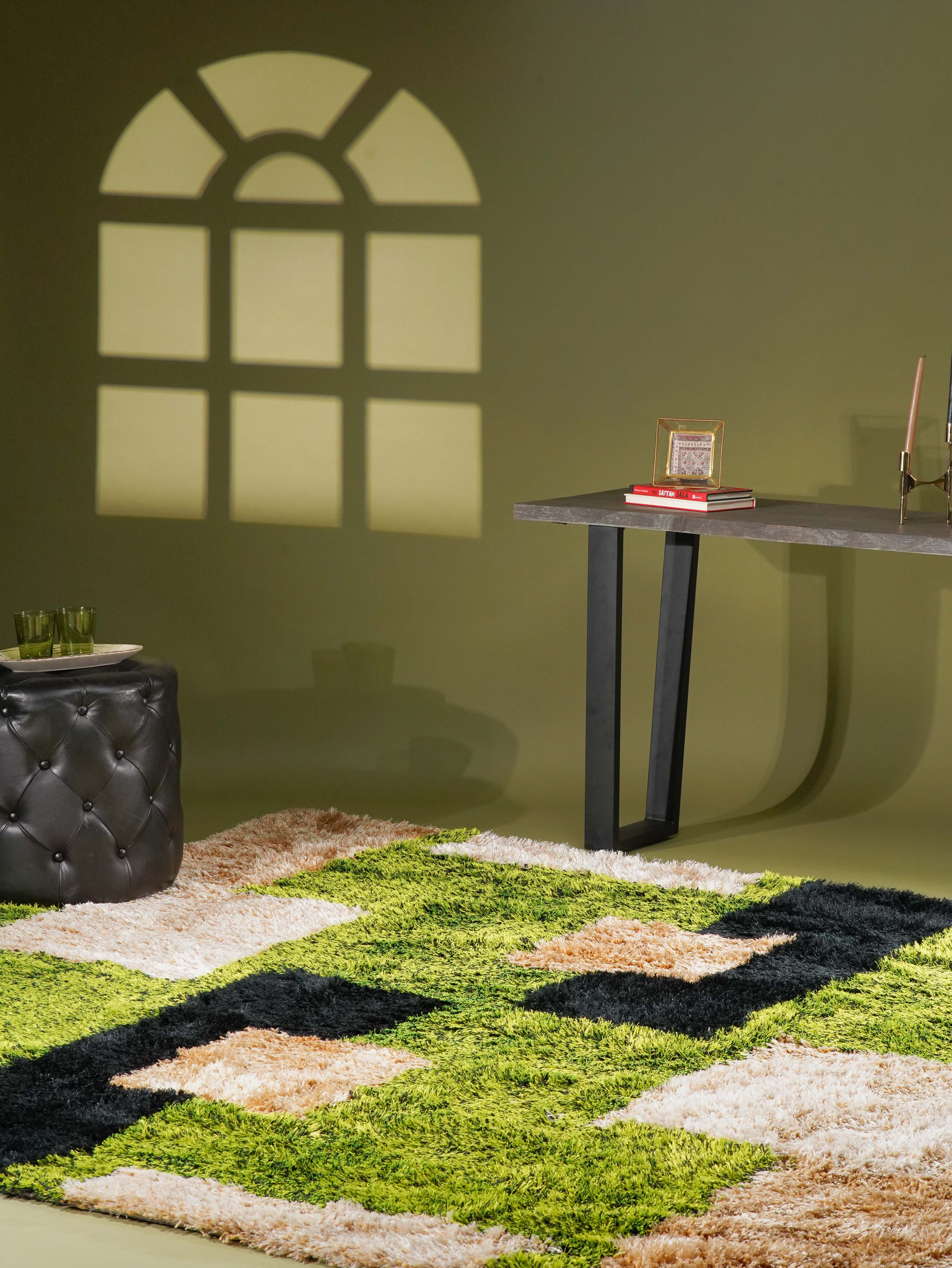 Modern Cubic Hand Tufted Wool Area Rug - Soft Non-Slip Living Room Carpet for Bedroom, Nursery & Home Decor