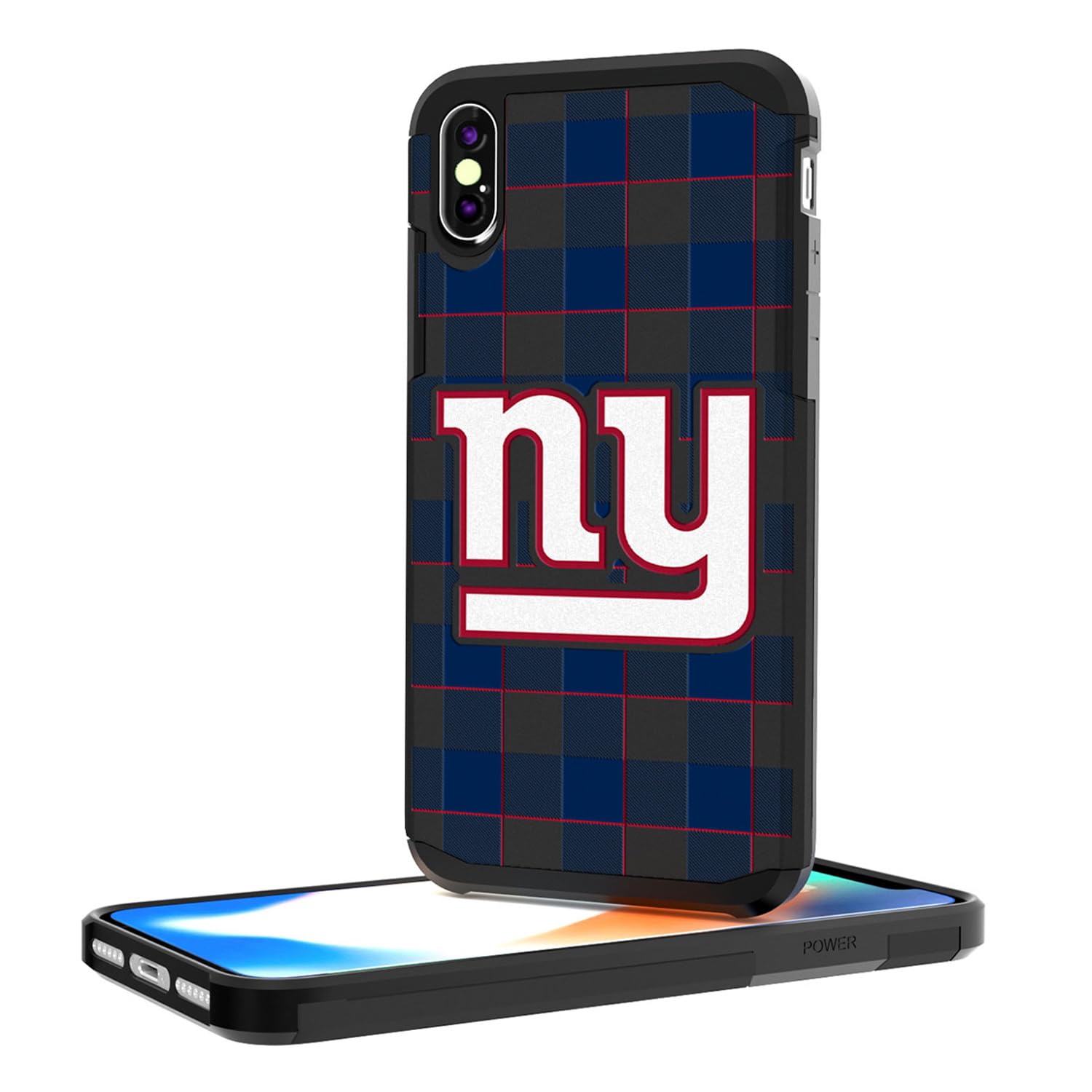 New York Giants iPhone Case - Rugged Plaid Design for iPhone 14/13/12/11 Pro Max - Shockproof Protective Cover for Football Fans (Perfect for Game Day & Outdoor Activities)