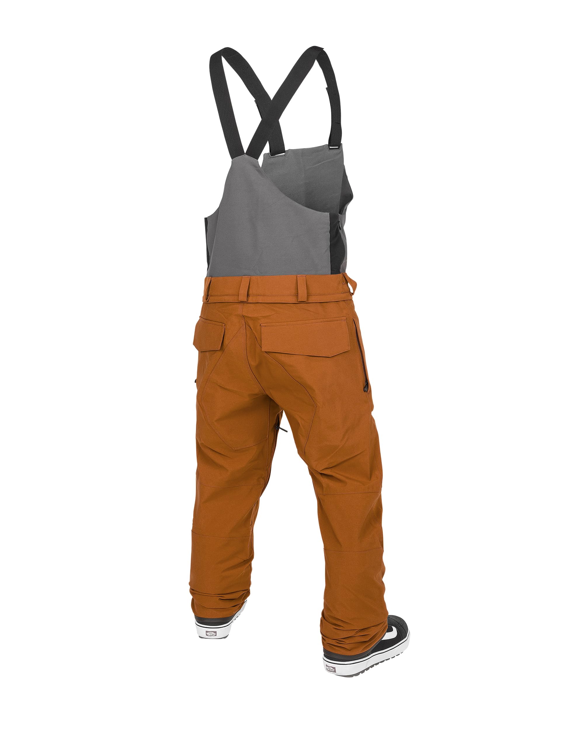 Volcom Men's Roan Bib Overalls - Caramel Denim Workwear Pants, Size S5 - Durable & Comfortable for Outdoor Work, Hiking & Casual Wear