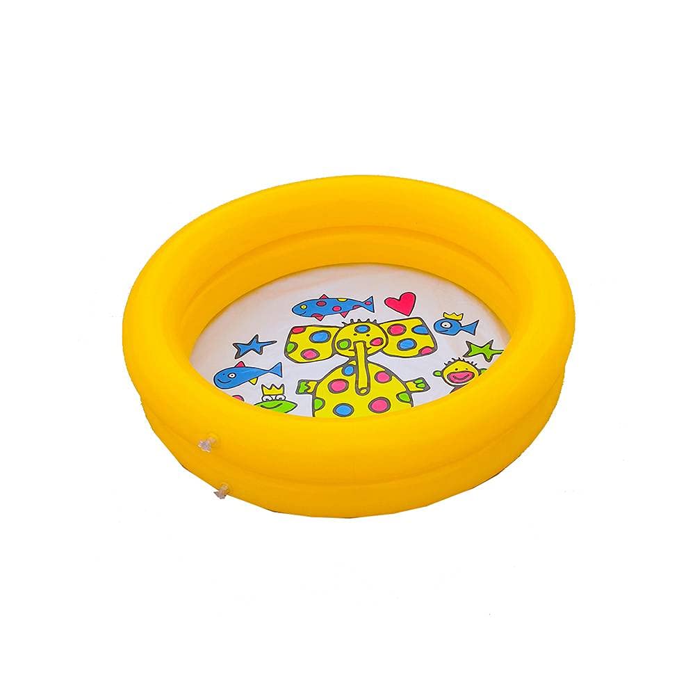 **Inflatable Baby Swimming Pool for Kids - Portable Round Paddling Play Basin with Pedal Air Pump, Outdoor Summer Water Toy (Yellow) - Perfect for Backyard, Beach, and Garden Play**