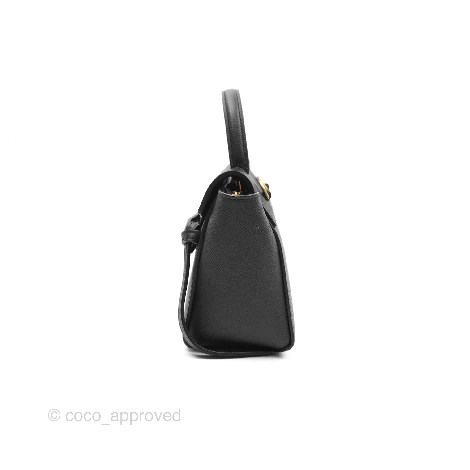 Celine Pico Belt Bag in Black Grained Calfskin with Gold Hardware | Luxury Crossbody Bag for Women | Perfect for Everyday Use, Travel & Special Occasions